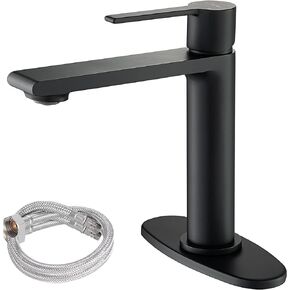 Casta Diva Tall Bathroom Faucet for Vessel Sink Lead-Free Brass Single Handle Bathroom Faucet Single Hole Lavatory Faucets Tool Free Installation (Black)