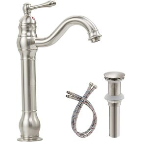 Black Vessel Sink Faucet Tall Farmhouse Single Hole Single Handle Vanity Lavatory Matte with Pop Up Drain Without Overflow in Kuwait