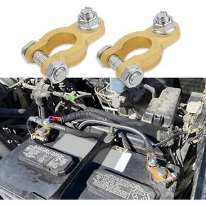 Car Battery Terminal Connectors, Brass Copper Car Battery Terminal, Quick Release Disconnect Car Battery Terminal, Top Post Battery Terminals Clamp Set for Car Boat Van Trucks RV Vehicles