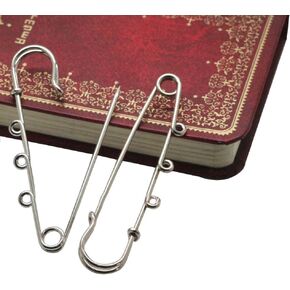 10Pcs 2.7inch Heavy Duty Safety Pins Brooch Pins with 3 Holes Breastpin DIY Jewellery Sewing Clothes Clip Accessories for Shawl Blankets Skirts Kilts Knitted Fabric Crafts (Silver Plated)