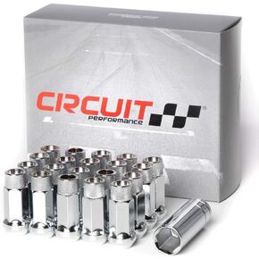Circuit Performance Forged Steel Extended Open End Hex Lug Nut for Aftermarket Wheels: 12x1.25 Chrome - 20 Piece Set + Tool