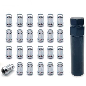24pcs M12x1.25 Lug Nuts, Chrome Closed End Spline Lug Nuts with 1 Socket Key Compatible with 2005-2015 Armada,2004-2019 Titan,1995-2004 Pickup Aftermarket Wheel