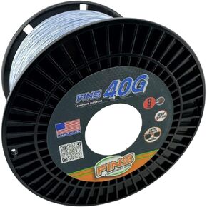 FINS 40G Super Round Braided Fishing Line USA Made - High Strength-to-Diameter Ratio, Smooth Mono Feel, 8 Fiber Bundle Over-Braiding, No Fluff Design