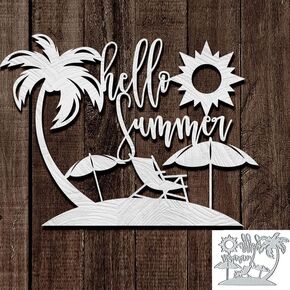 Beach Sun Metal Die Cuts Dies Cutting, "Hello Summer" Beach Sun Cutting Dies Metal Cut Stencils DIY Scrapbooking Cards Decorative Embossing Paper Dies for Album Card Making Scrapbooking