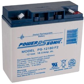 POWER SONIC PS-12180-F2 12 Volt 18ah Sla Battery With F2 Terminal
