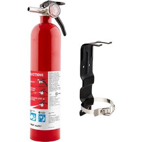 First Alert HOME1 Rechargeable Standard Home Fire Extinguisher UL Rated 1-A:10-B:C, Red with Metal Bracket Bundle