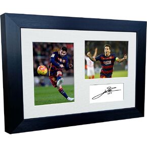 Signed Lionel Messi Barcelona Photo Photograph Picture Frame Autograph Mount Football Soccer Gift A4