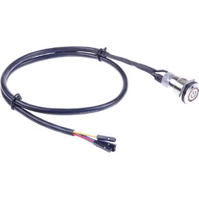 16mm Chassis Switch Metal Button Switch with 100CM 3.3FT Extension Cable Blue Switch Symbol LED Suitable for DIY Computer Switch and Restart Button(Blue Switch Symbol)