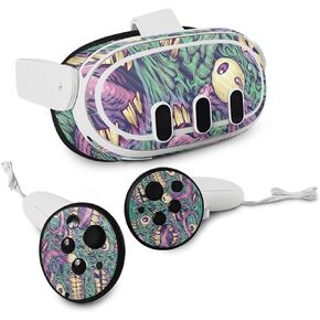 MightySkins Carbon Fiber Skin Compatible with Meta Quest 3 - Eyes and Teeth | Protective, Durable Textured Carbon Fiber Finish | Easy to Apply