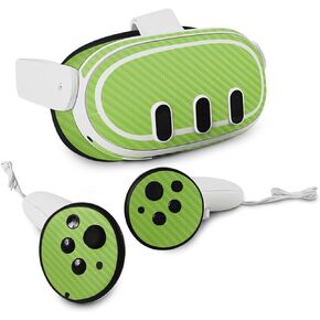 MightySkins Carbon Fiber Skin Compatible with Meta Quest 3 - Solid Lime Green | Protective, Durable Textured Carbon Fiber Finish | Easy to Apply