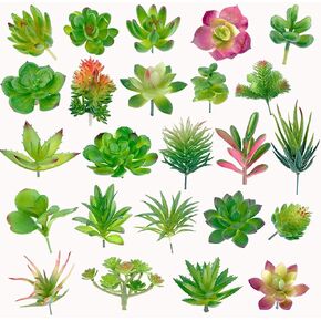 مجموعة من 24 قطعة من النباتات النضرة الاصطناعية غير المحفوظة بوعاء من النباتات العصارية المزيفة الصغيرة لديكور حديقة اللوتس والمناظر الطبيعية in Kuwait