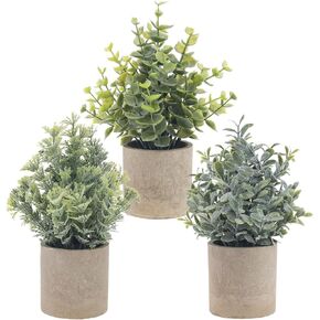 4pcs Mini Potted Decoration Artificial Plastic Eucalyptus with Pot Fake Realistic Greenery Display Lifelike Plant Ornament Festival Wedding