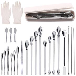 23Pcs Stainless Steel Lab Spatula Micro Spatula Lab Sampling Scoop Long Sampling Spoon Assortment Kit for Reagent Laboratory Powders Gel