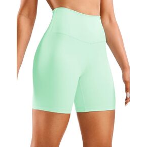 CRZ YOGA Women's Naked Feeling Biker Shorts - 6 Inches High Waist Yoga Workout Running Gym Spandex Shorts Mint Moment Medium