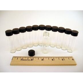 2 Dram Clear Glass Vial w/Black Screw Cap (Pack of 12)