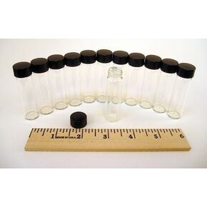 2 Dram Clear Glass Vial w/Black Screw Cap (Pack of 12)