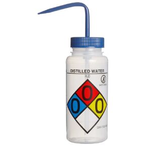 SP Bel-Art Right-to-Know Safety-Vented/Labeled 4-Color LYOB Wide-Mouth Wash Bottles; 500ml (16oz), Polyethylene w/Natural Polypropylene Cap (Pack of 4) (F11816-0009),White