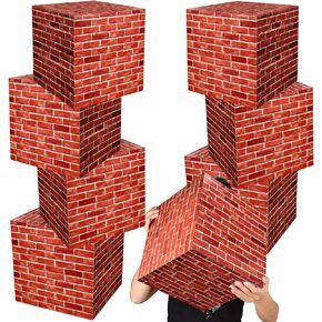 Mototo 8 Pieces 11.8 Inch Video Game Brick Boxes Red Brick Box Brick Party Favor Box Brick Boxes Cardboard for Brick Comic Theme Party Video Game Party Favor Christmas Decorations (8 PCS)