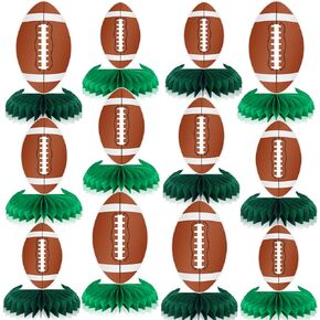 12 Pcs Football Honeycomb Centerpieces Sports Party Decor Football Honeycomb Centerpieces Table Toppers Rugby Ball Table Decoration for Football Party Favor Sport Birthday Party Supplies