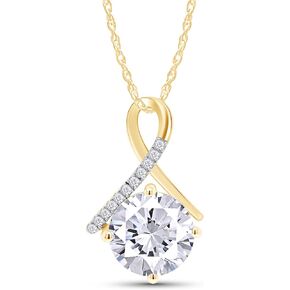 SAVEARTH DIAMONDS 2CT Moissanite Pendant Necklace 18K Gold Plated Silver D Color Ideal Cut Round Shape Lab Created Diamond Necklace for Women with Certificate of Authenticity