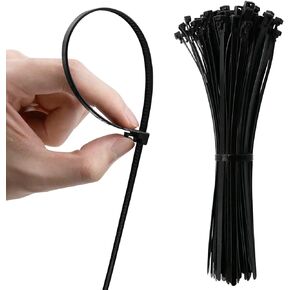 100 PCS Long about 7.9 Inch (200mm) Width about 5mm Adjustable Wire Cable Tie Releasable Cable Ties 50lb Tensile Strength Nylon Cable Wire Ties (Black)