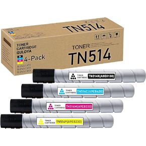 TN514 TN-514 Toner Cartridge Set (4-Pack, 1BK/1C/1M/1Y) - Lovn TN514K TN514C TN514M TN514Y Toner Cartridge (A8DA130 A8DA430 A8DA330 A8DA230) Replacement for Konica Minolta C458 C558 C658 Printer