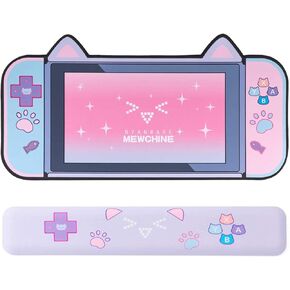 YOCORE Cat Ear Mouse Pad and Wrist Rest Non-Slip Rubber Base Desk Pad-Easy Clean Laptop Desk Mat for Gaming, Writing, or Home Office Work
