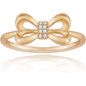 Gold Plated Bow Rings for Women, Stackable Bands Bowknot Rings for Women, Statement Jewelry Gift for Party Wedding, Valentine's Day Ribbon Ring Gift for Her