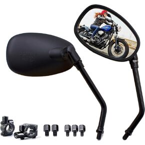 Universal 8mm 10mm Bolt 7/8 Inch Handle Bar Mount Clamp Motorcycle Convex Rear View Mirror fit Honda ATV Dirt Bike Scooter Kawasaki Cruiser Suzuki Victory and More (Black(Fashion))