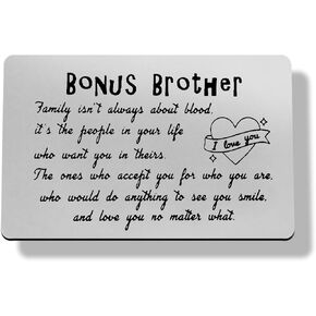 Step Brother Wallet Card from Sister Brother-in-law Gifts Bonus Brother Gift Bonus Brother Stepbrother Brother in Law Adopted Brother Valentines Christmas Birthday Gift