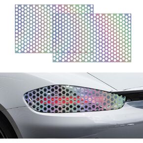 2PCS Universal Car Rear Tail Light Lamp Stickers, Tail Light Tint, 18.9'' x 11.8'' Self-Adhesive Honeycomb Type Decal for Car Rear Tail Light Headlamp Taillight Cover Trim for Most Car
