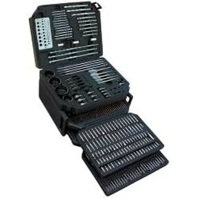 K Tool International 10330 Automotive Plastic/Steel/Wood Premium Drill Bit/Accessory Set for Garages, Repair Shops, and DIY, 16"x13"x9.5" Portable Carrying Case, (2) Folding Trays, Black, 326 Piece