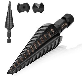 Step Drill Bits for Metal, 3/16 to 7/8, Cobalt Bit, Heavy Duty for Stainless Steel,Metal, Aluminum, Copper, 12-Steps. 201