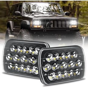 CO LIGHT 7x6 5x7 LED Headlights Rectangle High/Low Beam Sealed Headlight Compatible with Cherokee XJ Wrangler YJ Comanche MJ GMC Savana Safari Ford Replacement H5054 H6054LL（Black 2Pcs）