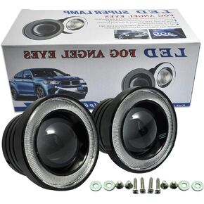 2.5" Car COB LED Fog Light with Halo Ring Projector White Angel Eye Halo Ring DRL Driving Bulbs White