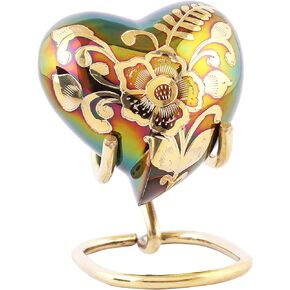 Brass Cremation Urns for Human Ashes with Beautiful Box Heart Shape Decorative Urn for Dog and Cat Ashes Funeral Burial Memorial Carefully Completely Handcrafted Holds Up to 3 Cubic Inches
