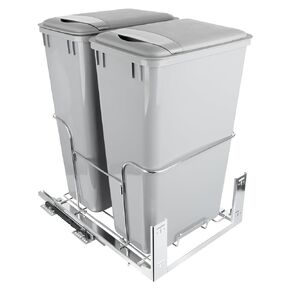 Pull-Out Trash Can, 50Qt Double Bins, Under Mount Waste Container with Soft-Close Slides, 176 lbs Load Capacity & Recycling Bin Door-Mounted Brackets Garbage with Lids for Kitchen Home Cabinet,2pack in Kuwait