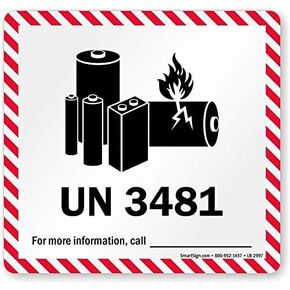 SmartSign Custom Lithium Battery Mark Labels - 100/Roll, 4.5" x 4.75" Shipping Labels for Business, Add UN#, Company Name & Details, Semi-Gloss Paper, Permanent Adhesive, Made in USA