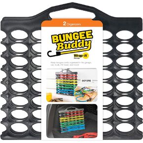 Bungee Buddy by Wrap-It Storage - Bungee Cord Holder (2-Pack) - Storage for Assorted Size Heavy Duty Bungee Cords or Straps with Hooks for Automotive and Garage Organization