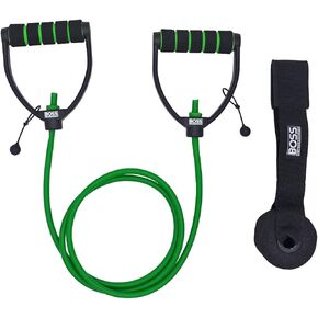 Ultra Premium D-Handle Single Resistance Band - Adjustable Length - with Extra Large Heavy Duty Door Anchor