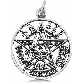 Blue Apple Co. Pentagram Tetragram Pendant Charm Solid 925 Sterling Silver Choose Color