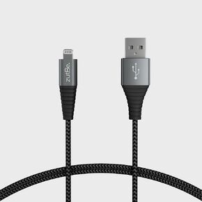 Shield Silver&Black MFi Certified Lightning Cable, Reinforced Braided Kevlar Charger Compatible with All iPhone 12, SE, 11, X, 8, 7, 6, iPad, iPod [Be Charitable, Durable, Confident] (3 Ft)