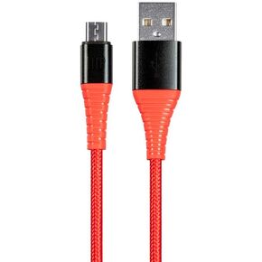 Monoprice USB 2.0 Micro Type-B to Type-A Charge & Sync Cable - Nylon-Braid, 3 Feet, Red - AtlasFlex Series