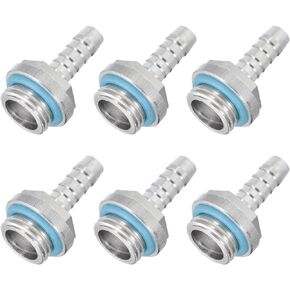 MECCANIXITY Hose Barb Fittings G1/4 x 6mm Thread Male Aluminum Pipe Fitting Adapter for Water Cooling System Pack of 6