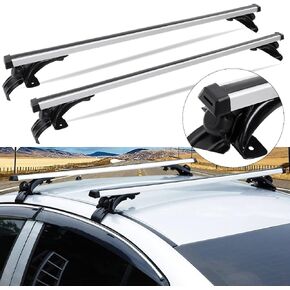 43.3" Roof Rack Cross Bar Universal Adjustable fit Most Vehicle Without Roof Side Rail Black Aluminum Roof Bars Max 165LBS Load Capacity with 2 Keys
