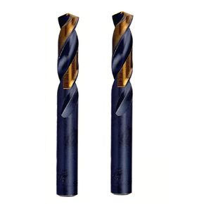 MAXTOOL 19/64" 2pcs Identical Screw Machine Drills HSS M2 Twist Stub Drill Bits Black & Bronze Fully Ground Straight Shank Short Drills; SMF02H10R19P2
