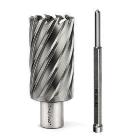 OSCARBIDE 1-3/8"x2"Annular Cutter,1-3/8 inch Cutting Diameter,2 inch Depth of Cut,3/4 inch Weldon Shank,2 Flat Mag Drill Bit with Pilot Pin for Magnetic Drill Press,1 Piece