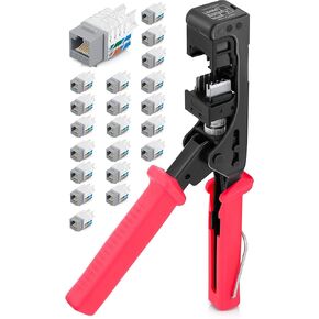 Everest Media Solutions 45Term - 45° Angled Speed Termination Tool - with 20-Pack of 45° Angled CAT6 Keystone Jacks in Gray Color - Additional Jacks are Available - (B0BCHGPDJW)