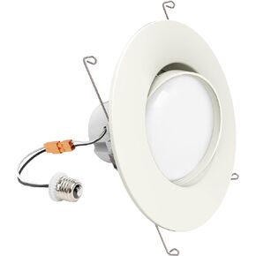 Sunco LED Can Lights Eyeball Retrofit Gimbal 5/6 Inch Recessed Lights, 12W=60W, 5 Colors (2700K/3000K/3500K/4000K/5000K), 800 LM, Directional Angled Trim Adjustable Ceiling Downlight, UL
