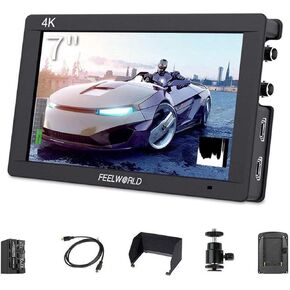 FEELWORLD FW703 7 Inch Video Camera Monitor with F750 4400 mAh Battery 3G SDI 4K HDMI DSLR On Camera Field Video Assist Peaking Focus IPS Full HD
